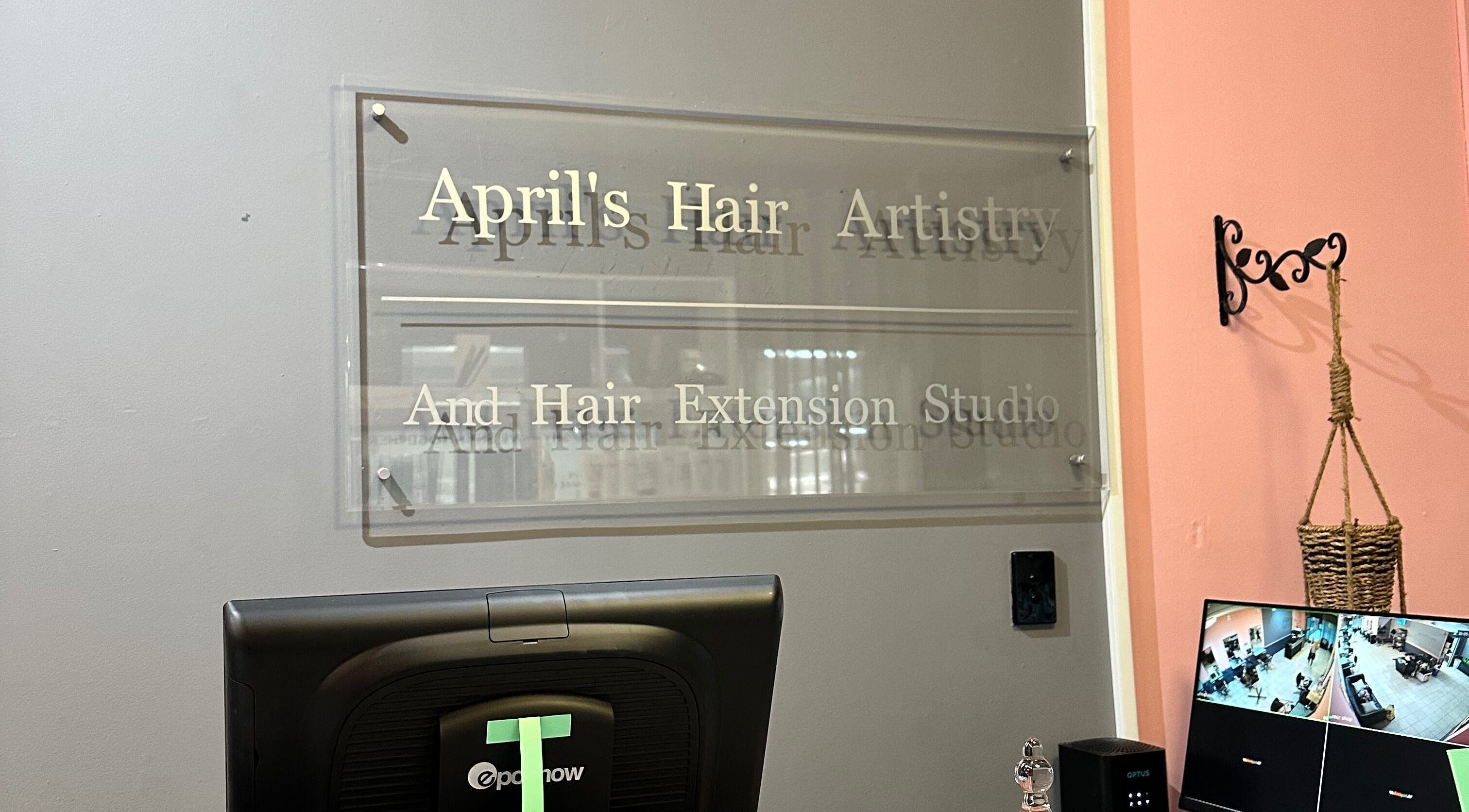 Signage of April’s Hair Artistry And Hair Extension Studio in Campbelltown, New South Wales, AU.