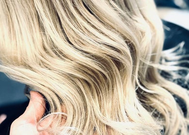 Blonde hair styled at April’s Hair Artistry And Hair Extension Studio, Campbelltown, New South Wales, AU.