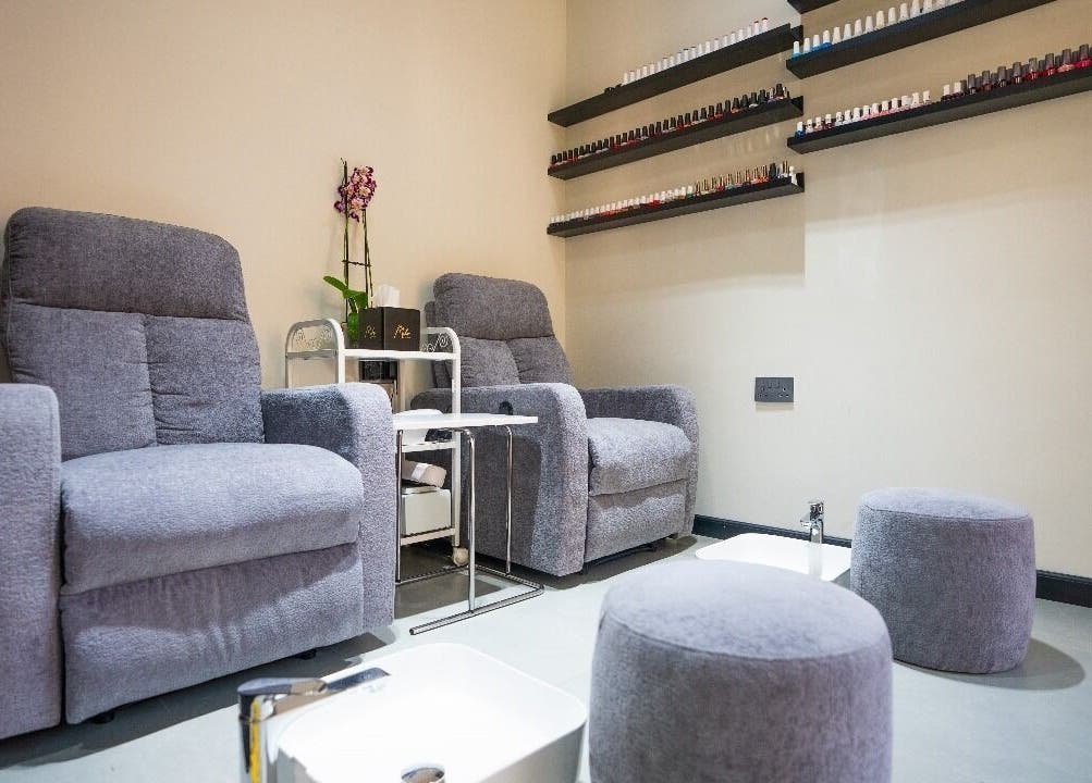 Comfortable pedicure chairs at Mike's Beauty Lounge, أبو ظبي, أبو ظبي, AE, offering a serene pampering experience.