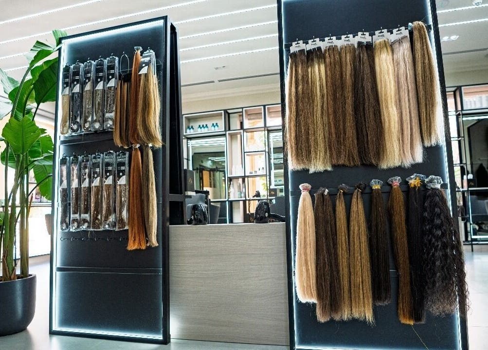 Hair extensions display at Mike's Beauty Lounge, أبو ظبي, أبو ظبي, AE, showcasing diverse styles.