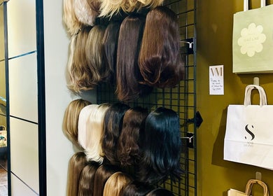 Wig selection at Matthew Morris with Peluka Salon, Southend on Sea, England, GB showcasing diverse styles.