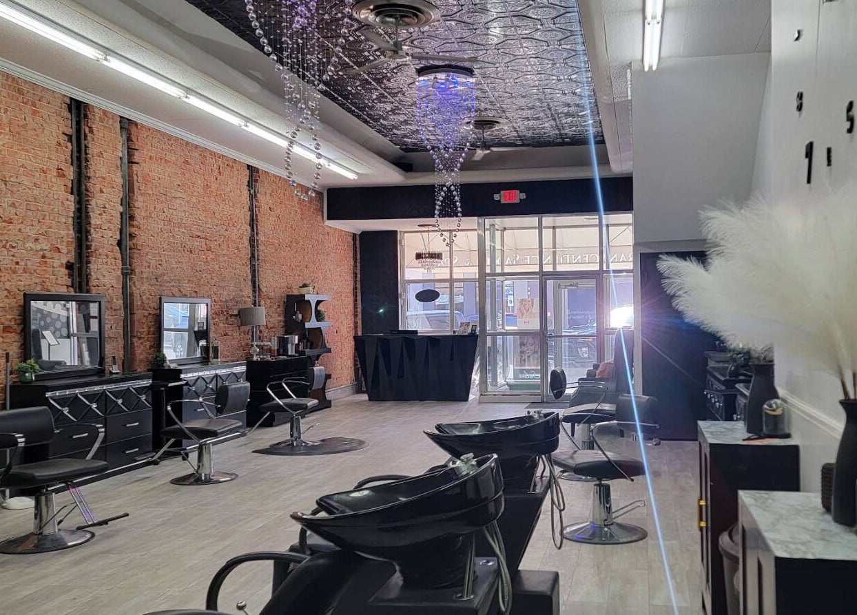 Interior of Emmah at Transcendence Salon & Spa, Columbus, Nebraska, US, with stylish salon chairs and decor.