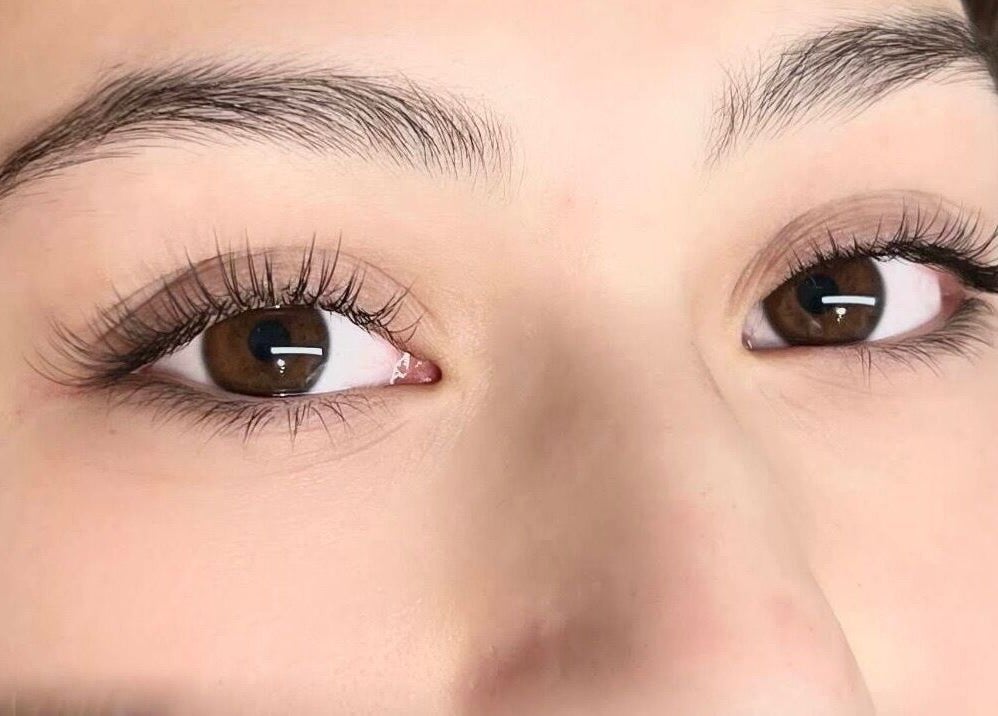 Close-up of eyelash extensions at Alpha Lash & Brow, St Leonards, New South Wales, AU.