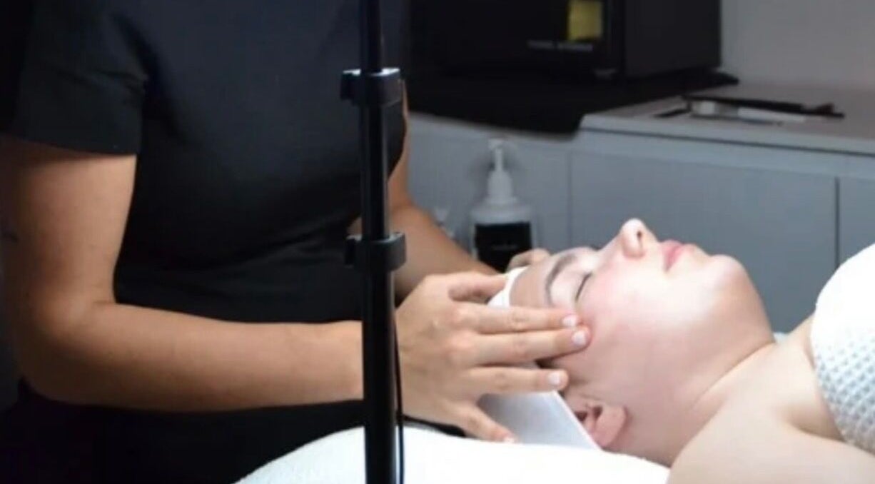 Facial treatment at BBH SKIN in Brent Pelham, England, GB showcasing soothing skincare experience.