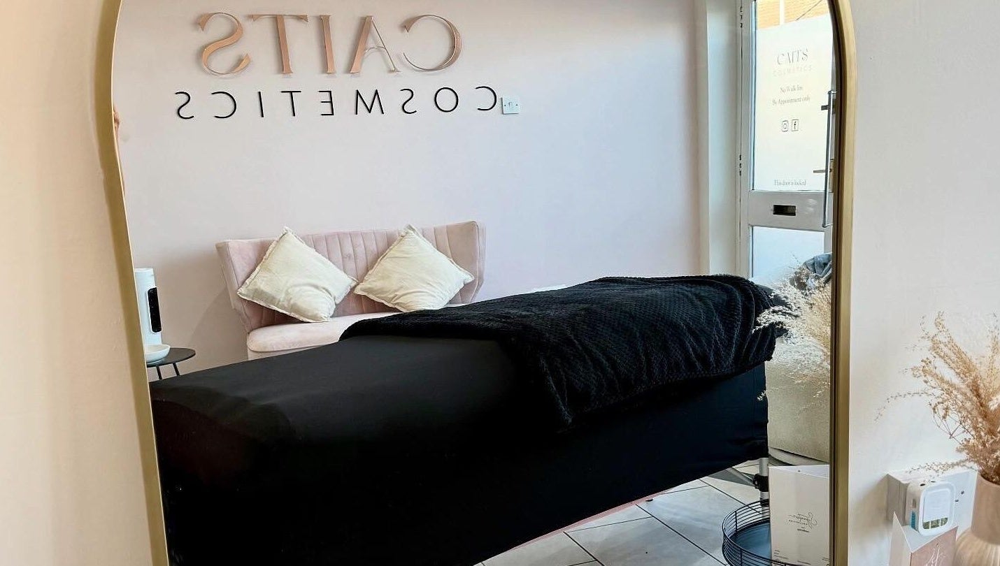 Cozy treatment room at Caits Cosmetics in Whittlesey, England, GB with plush pillows and elegant decor.