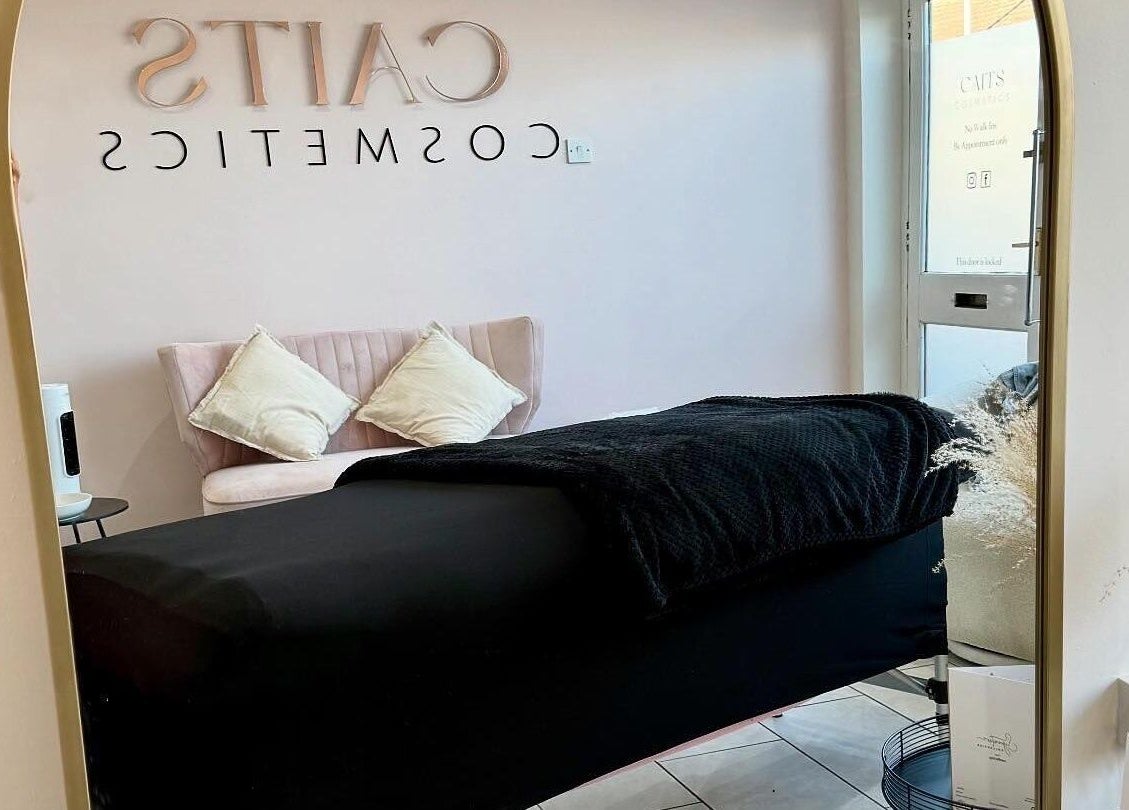 Cozy treatment room at Caits Cosmetics in Whittlesey, England, GB with plush pillows and elegant decor.