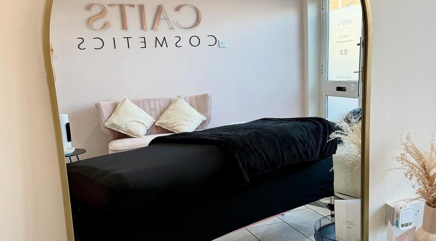 Cozy treatment room at Caits Cosmetics in Whittlesey, England, GB with plush pillows and elegant decor.