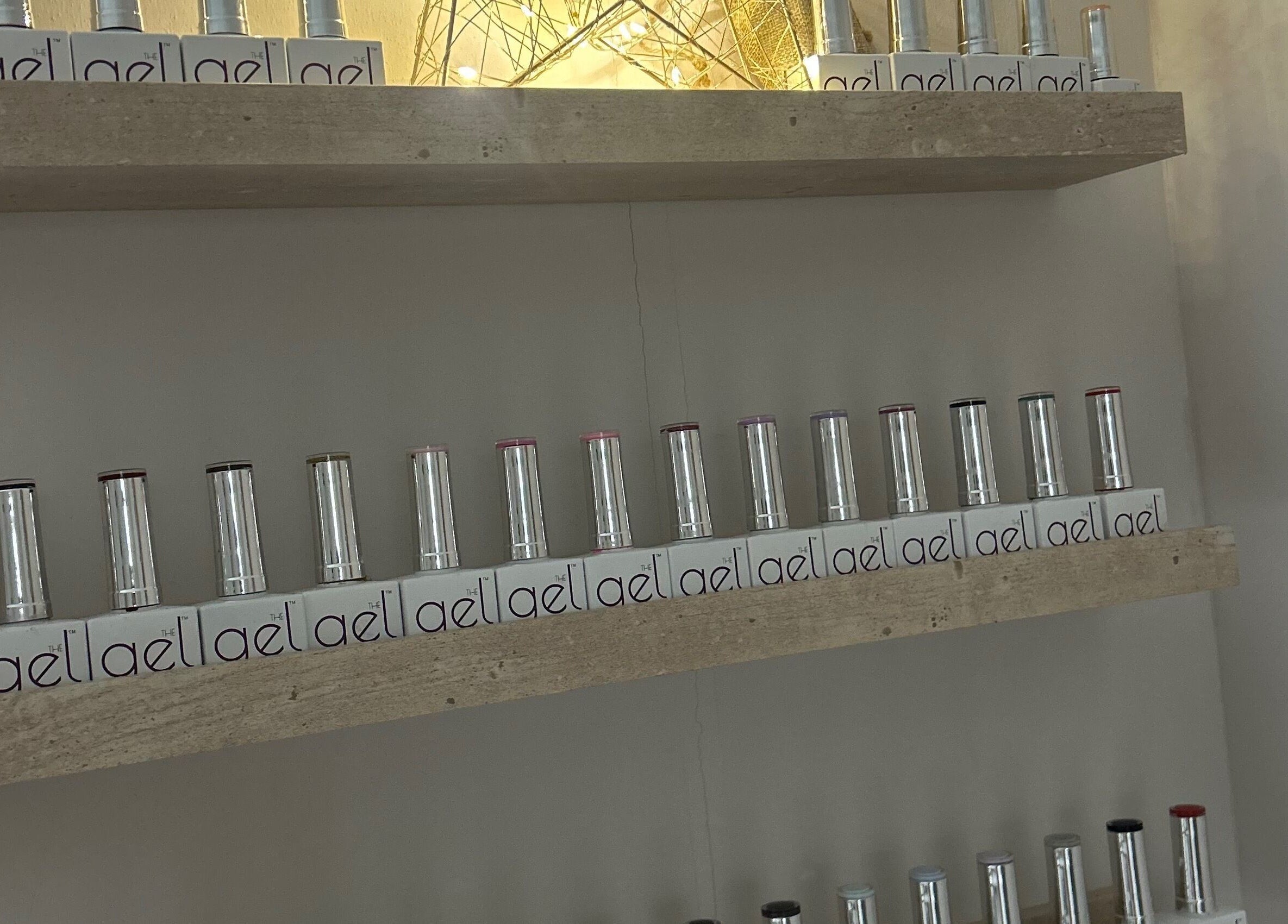 Nail polish display at Olea The Room of Beauty, Hemingford Grey, England, GB.