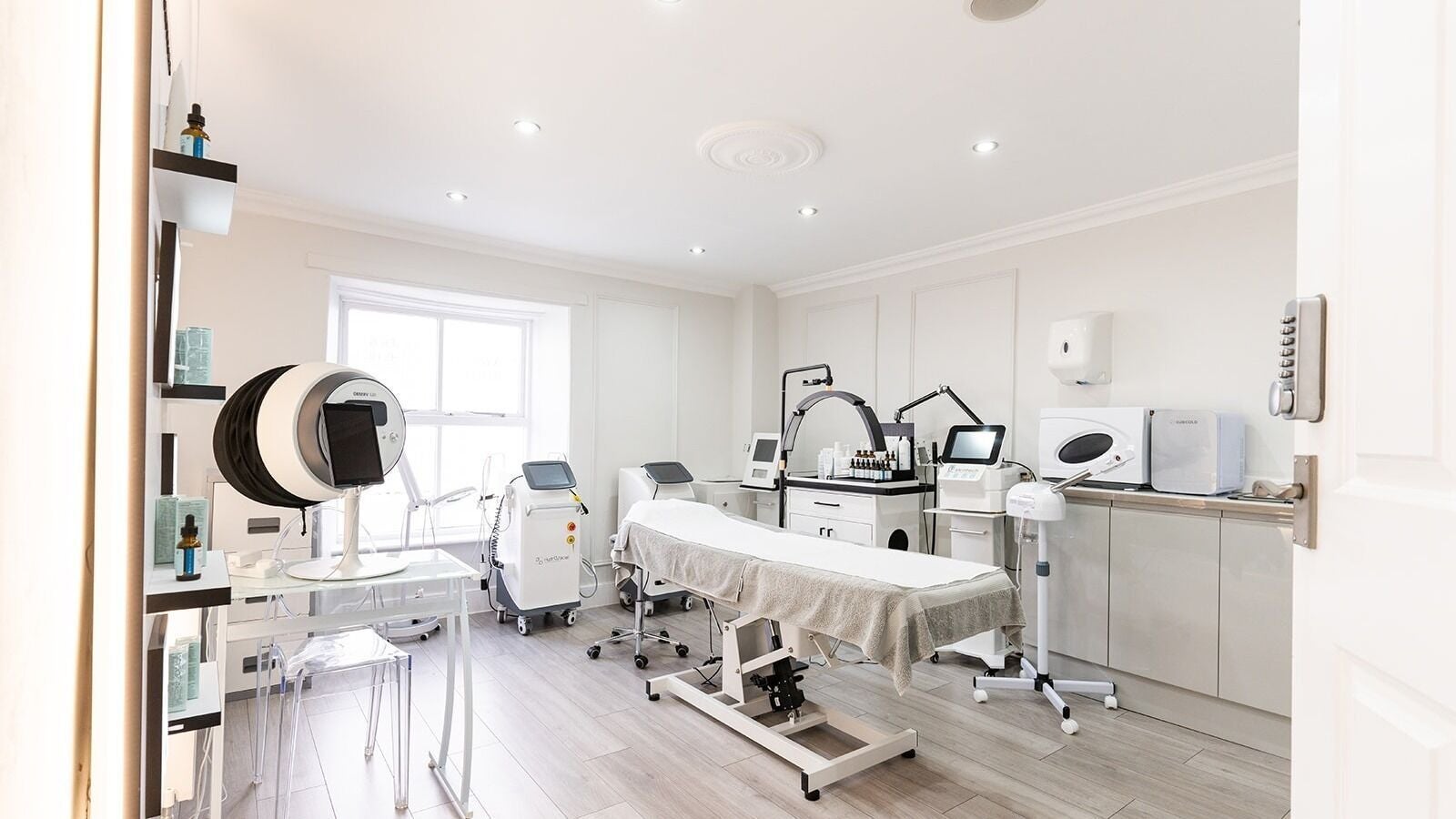 Modern treatment room at Flawless Body - Skin : Body : Laser : Aesthetics in Stamford, England, GB.