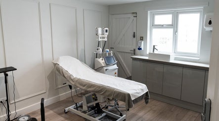 Calm treatment room with equipment at Flawless Body - Skin : Body : Laser : Aesthetics, Stamford, England, GB.