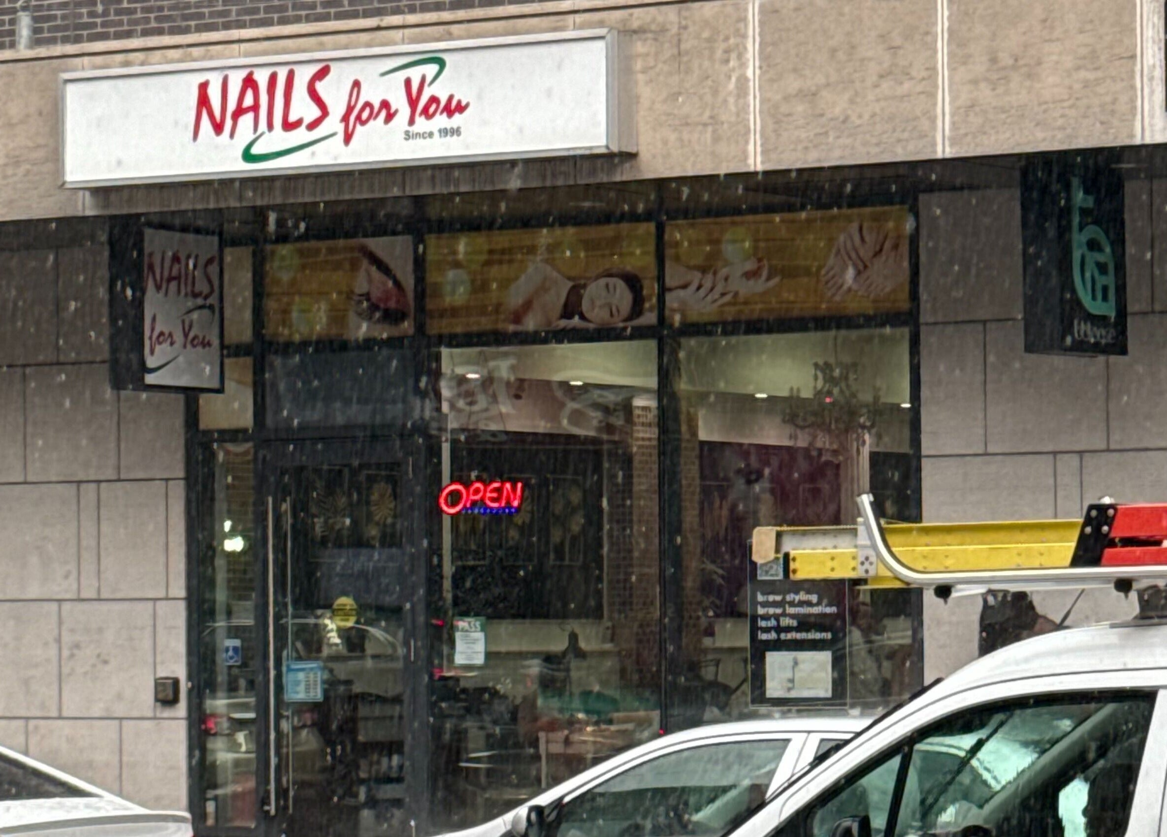 Front view of Nails For You Dundas, a beauty venue in Toronto, Ontario, CA with open sign and storefront.