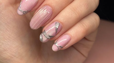 Elegant pink and silver nail art from Nails by Emily in Camberley, England, GB.