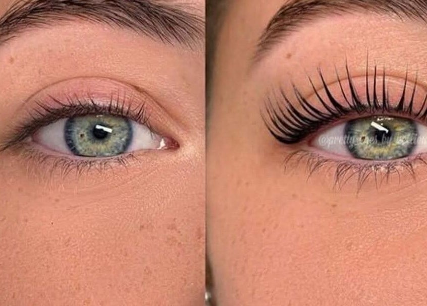 Before and after eyelash extension at Twinz Beauty (Ladies only) in Tamworth, England, GB.