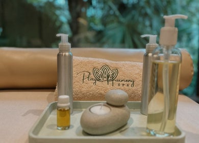 Set de spa con aceites esenciales en Playa Harmony Spa, Playa Del Carmen, Quintana Roo, MX.