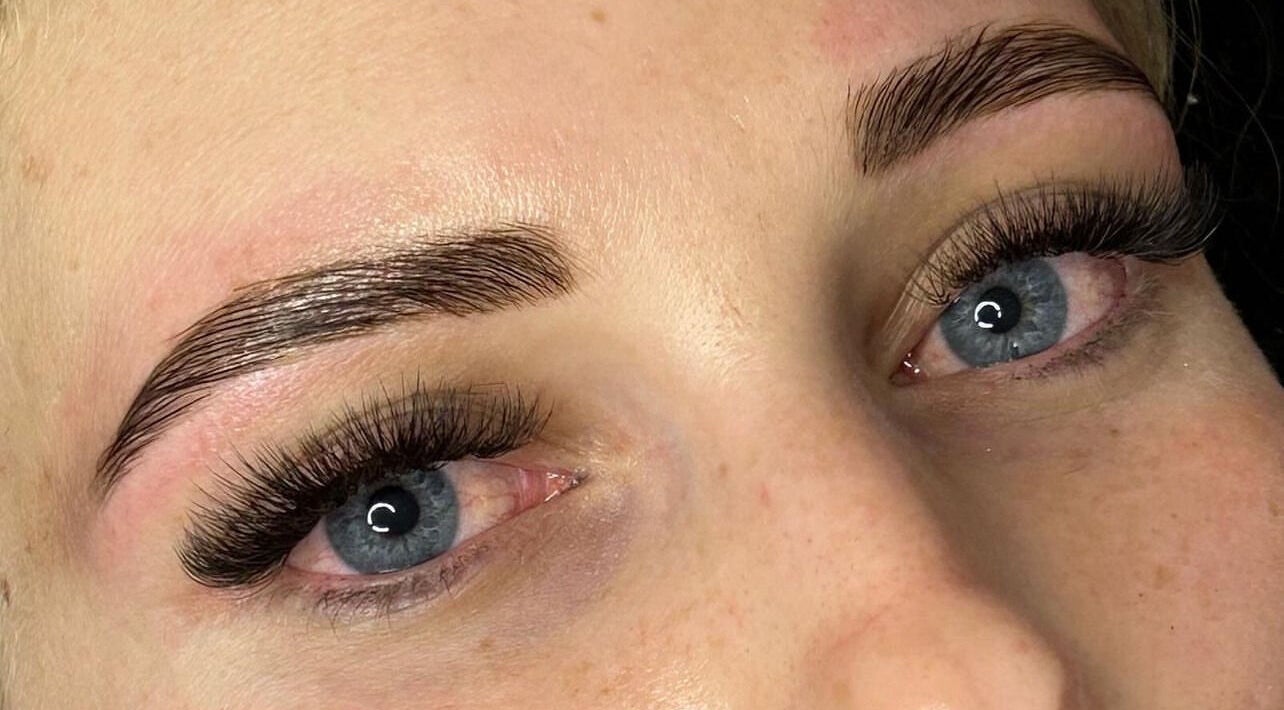 Closeup of styled lashes and brows at Beauty Bar, Bonnievale, Western Cape, ZA.