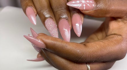 Elegant pink stiletto nails at Push in Kingstown, St. George, VC.