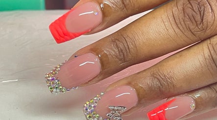 Elegant nail art with rhinestones at Push, Kingstown, St. George, VC.