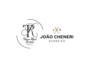 Logomarca do Espaço de Beleza Tiago Rissi, Jaboticabal, São Paulo, BR, e João Cheneri Barbeiro.