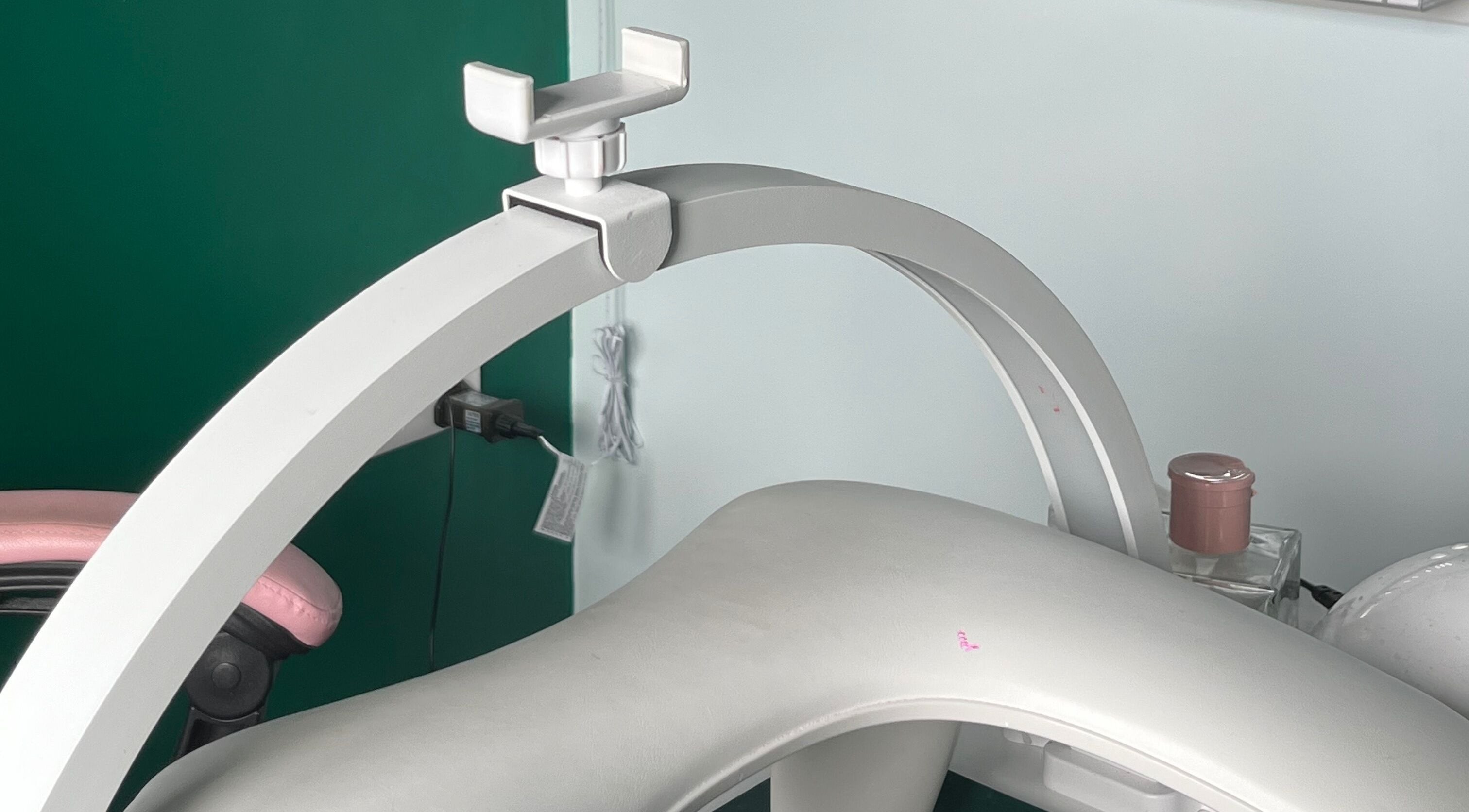 Manicure station at Mia's Manicures, Helston, England, GB, featuring modern equipment and chic design.