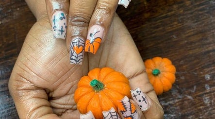 Festive nail art with mini pumpkin at Ladyboss Medical Spa, Freeport, Couva-tabaquite-talparo Regional Corporation, TT.