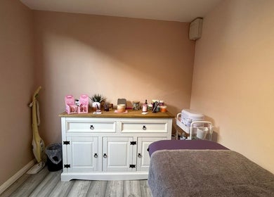 Relaxing treatment room at Emma's Place in Haverhill, England, GB with cozy decor and wellness essentials.