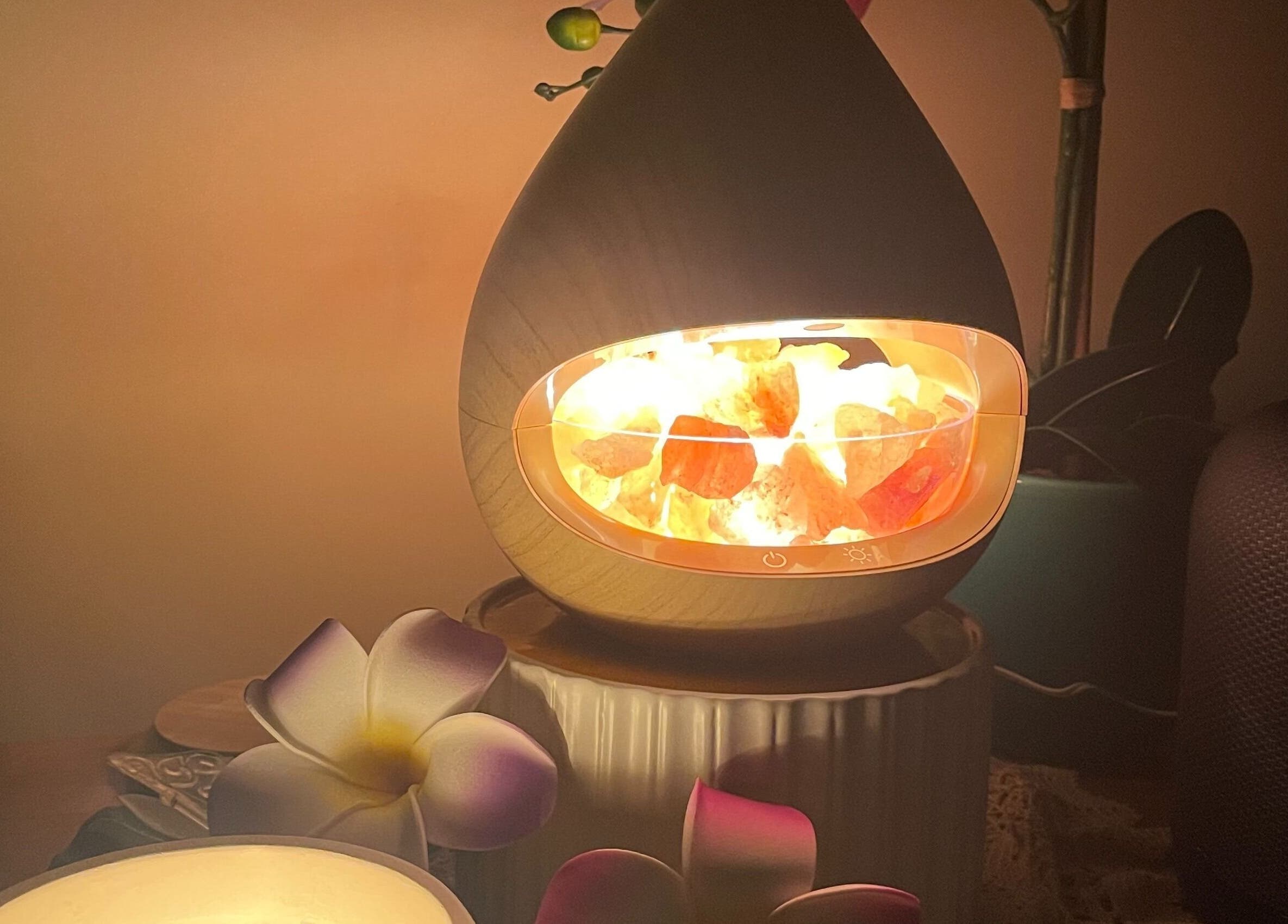 Warmly lit salt lamp at Fleur Massage and SPA, Gungahlin, Australian Capital Territory, AU.