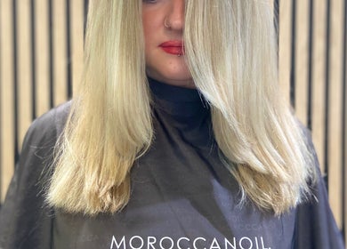 Blonde hair styled by Carly Styles @ Artistic Hair Co., Bristol, England, GB.
