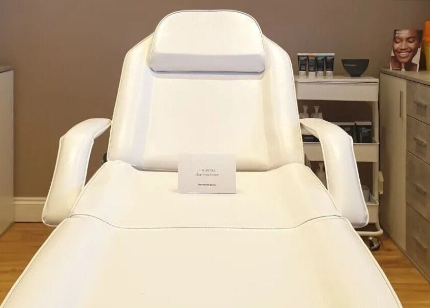 Luxurious treatment chair at Face Spa, Pill, England, GB invites relaxation and comfort.