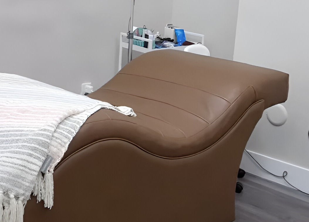 Relaxation lounger at THE LAB, Miami, Florida, US, offering a tranquil spa environment with cozy blankets.