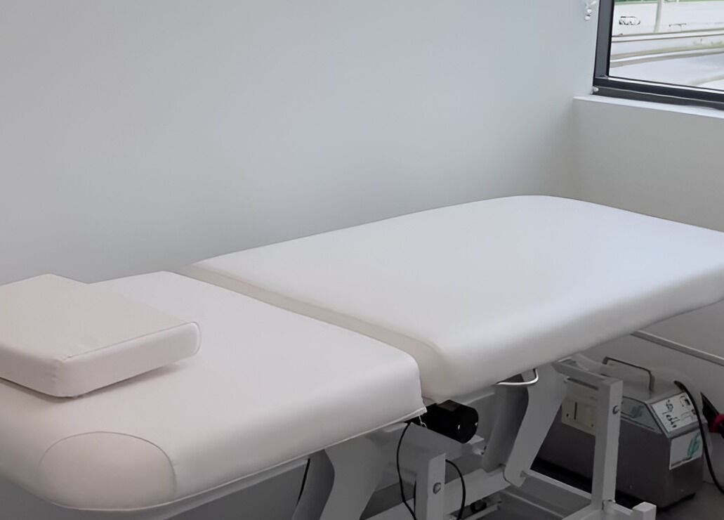 Comfortable massage table at THE LAB, Miami, Florida, US, promising a relaxing wellness experience.
