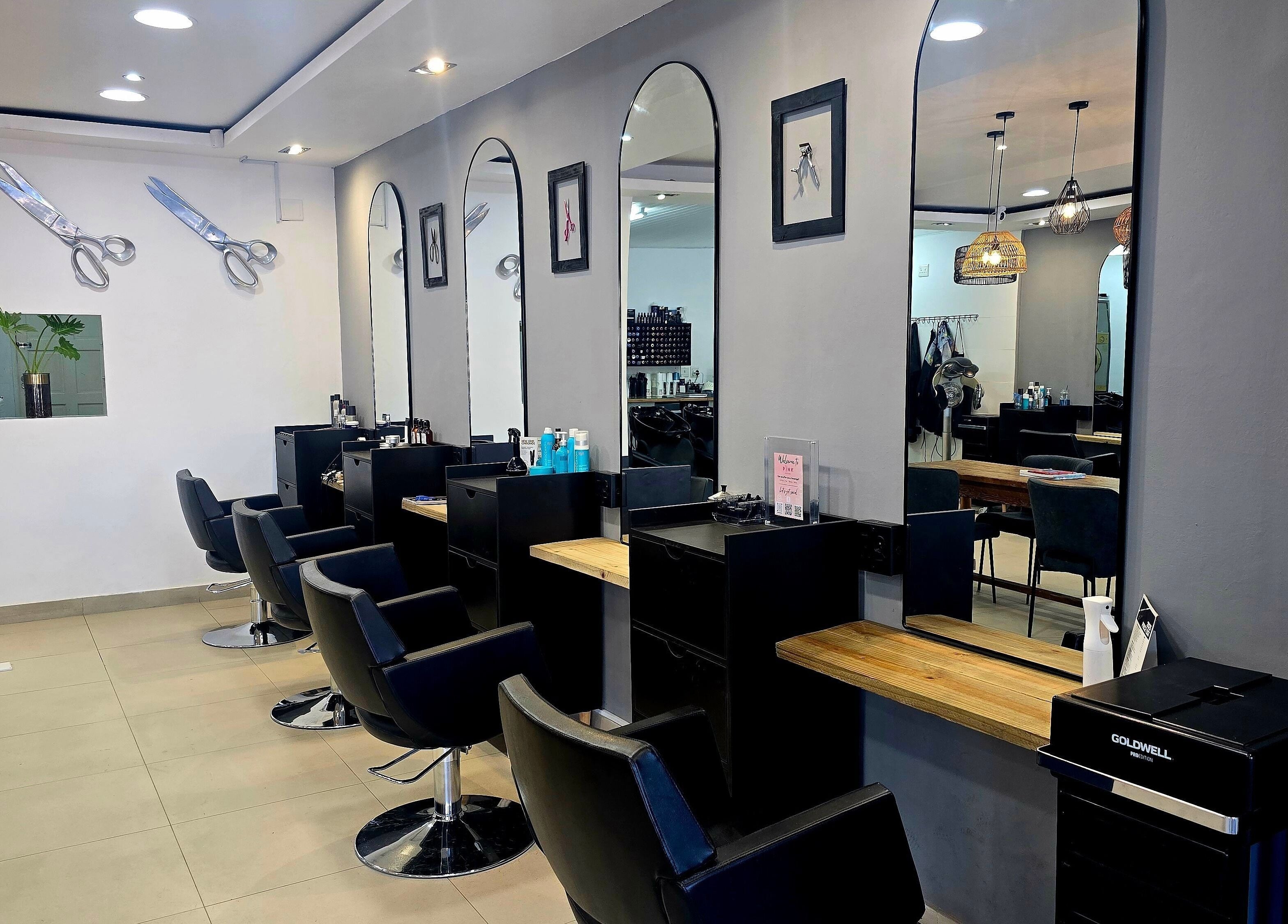 Elegant salon setup at Pink Scissors Shop - Shop4 Ocean Square Sunset Beach, Cape Town, Western Cape, ZA.