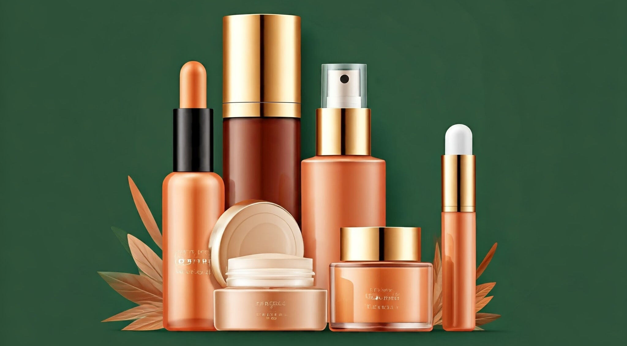 Luxurious skincare products by BeautyBiz in Tehran, Tehran Province, IR, beautifully arranged with elegant gold accents.