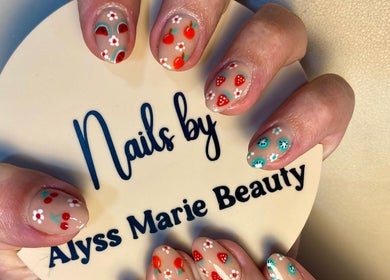 Vibrant fruit nail art by Alyss Marie Beauty in Wombwell, England, GB, showcasing creative manicure designs.