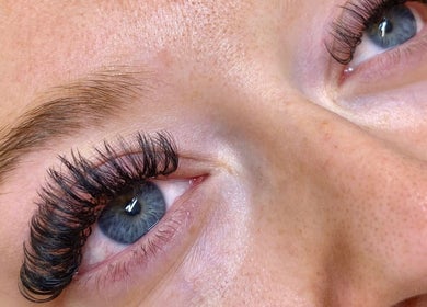 Close-up of enhanced eyelashes at Alyss Marie Beauty, Wombwell, England, GB.