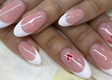 Elegant French manicure with nail art at Diamond Nails (Perth CBD), Perth, Western Australia, AU.