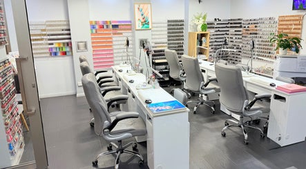 Interior of Diamond Nails (Perth CBD), a sleek nail salon in Perth, Western Australia, AU with manicure stations.