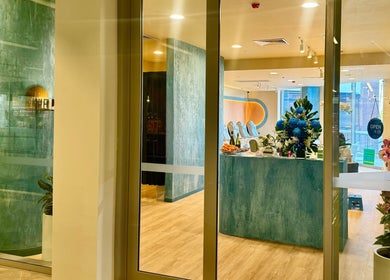 View of Langley Park Nails (East Perth) with chic decor in East Perth, Western Australia, AU.