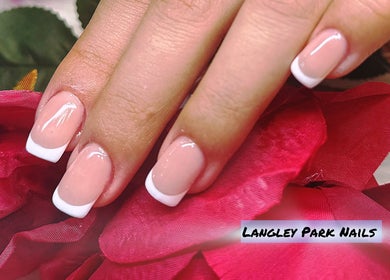 French manicure at Langley Park Nails (East Perth), East Perth, Western Australia, AU, with red rose.
