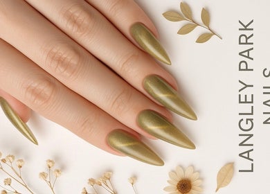 Elegant gold nails beautifully designed at Langley Park Nails (East Perth), East Perth, Western Australia, AU.