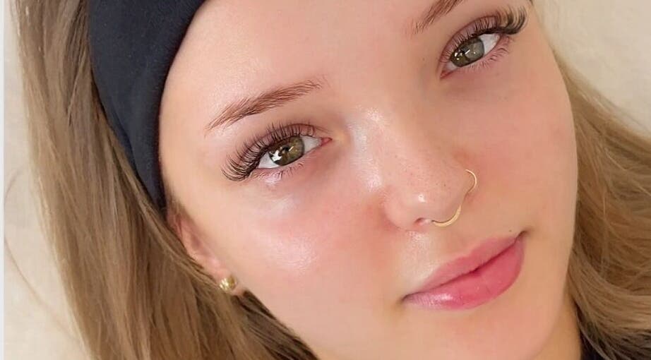 Client with beautiful eyelash extensions at Lisa's Lashes, Waun Fawr, Wales, GB.