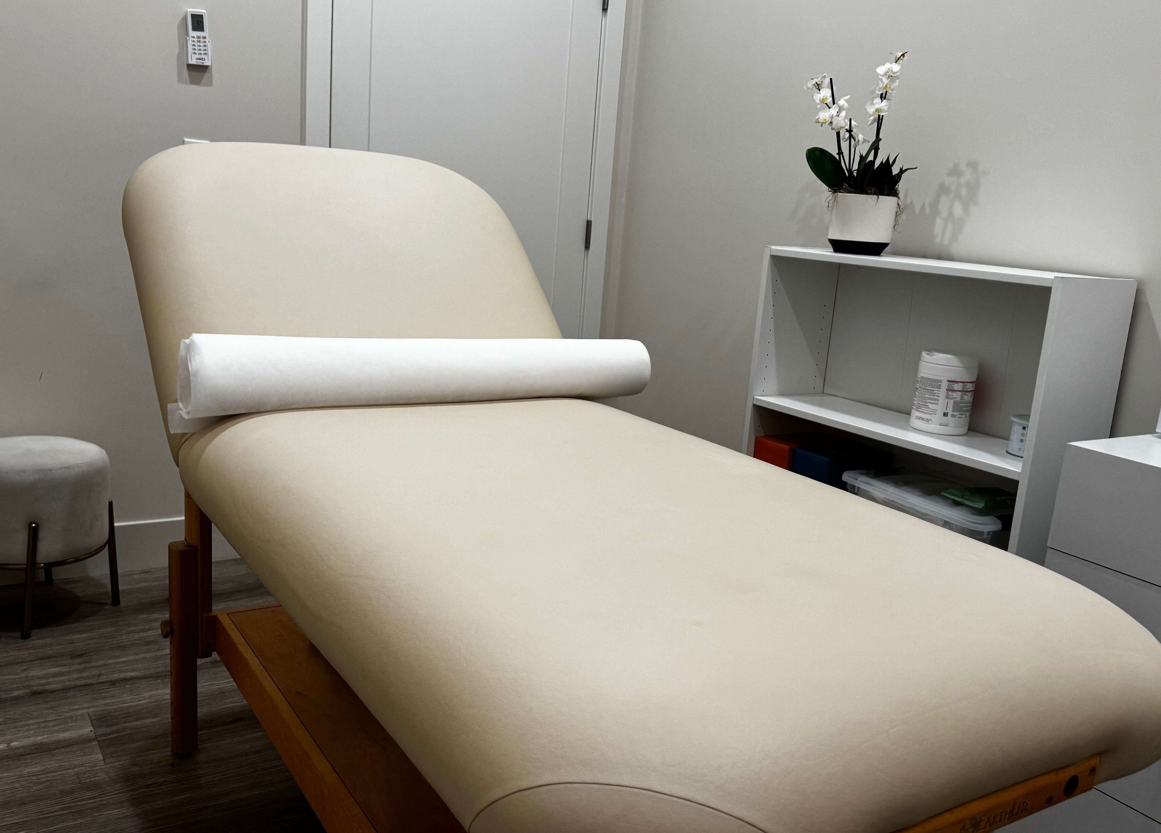 Relaxing treatment room at Sugaring & Waxing by Ervina in Los Angeles, California, US. Modern decor.