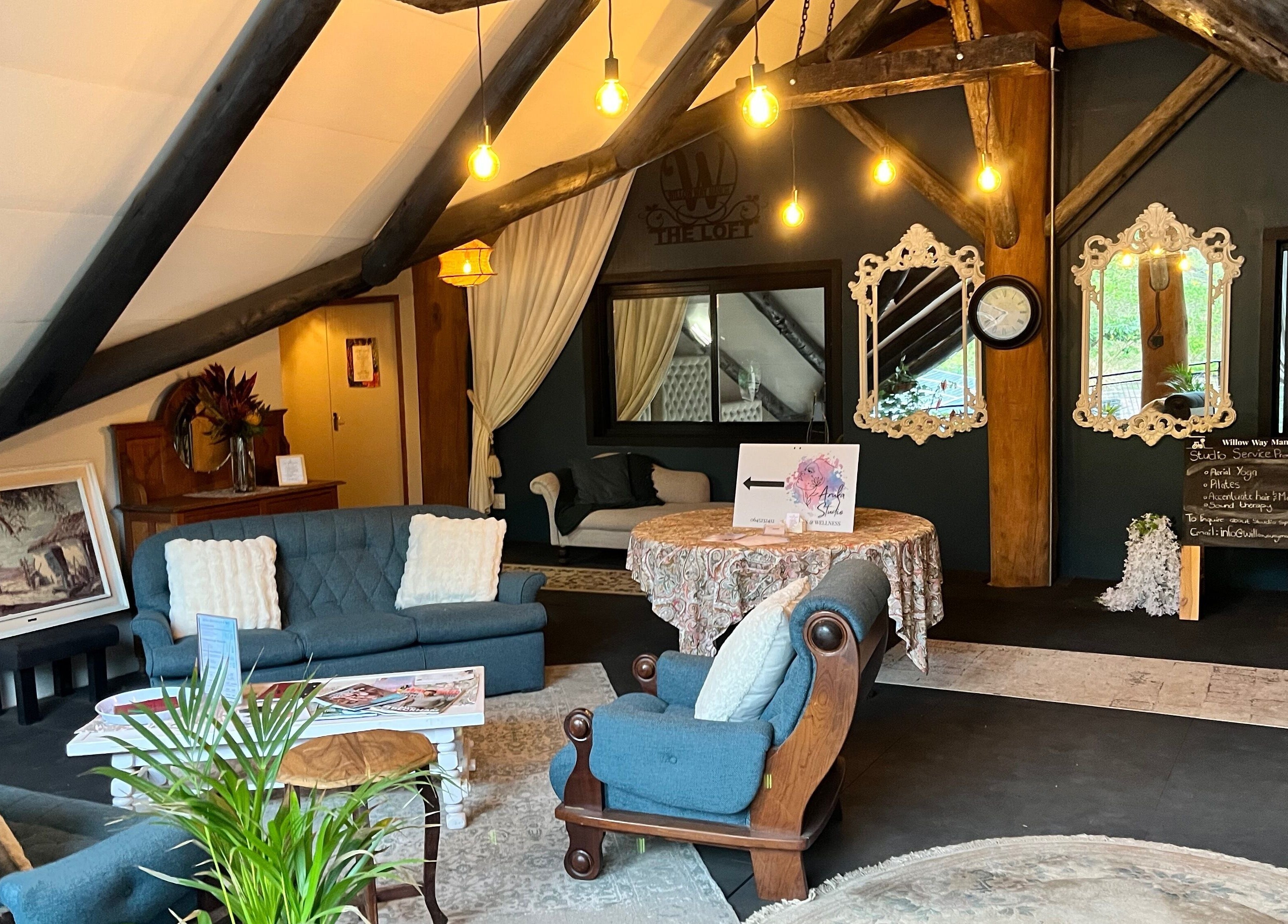 Cozy loft at Aruka Studio Aesthetics & Wellness, Outer West Durban, Kwazulu-natal, ZA with elegant seating and decor.