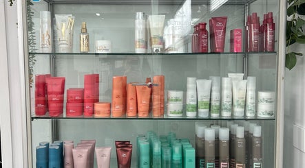 Hair care products on display at Time to Shine Hair Salon, Toi Ohomai - Mokoia, Rotorua, Bay of Plenty, NZ.