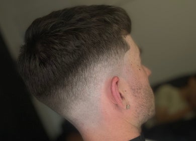 Close-up of a stylish fade haircut at Barber Jake, Motueka, Tasman, NZ.