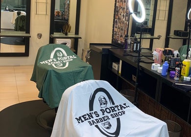 Modern barber chairs at Men’s Portal Barbershop, Perth, Western Australia, AU.