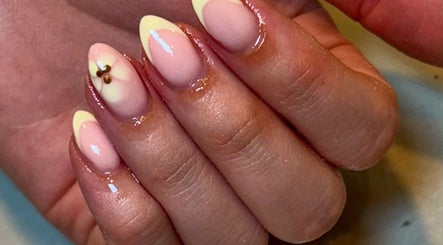 Elegant French tips manicure with nail art from Beauty by Livv, Burnley, England, GB.