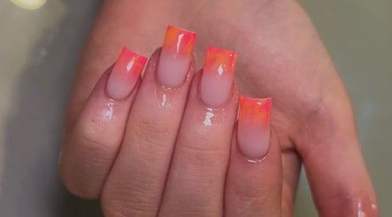 Bright orange ombre nails at Beauty by Livv, Burnley, England, GB.