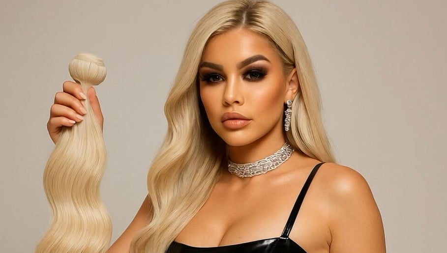 Model showcasing blonde hair extensions at Finesse Beauty & Hair Salon, Newcastle upon Tyne, England, GB.
