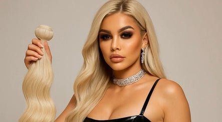 Model showcasing blonde hair extensions at Finesse Beauty & Hair Salon, Newcastle upon Tyne, England, GB.