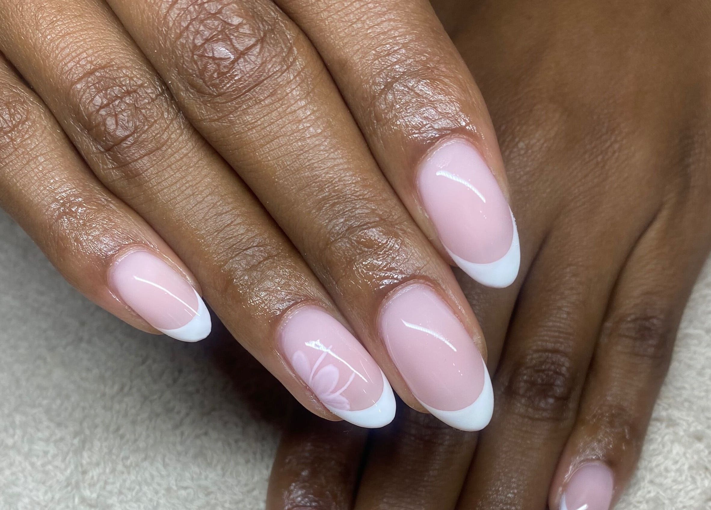 Beautiful pink French manicure at Complete Nails by Kristie, Lethabong, Gauteng, ZA.